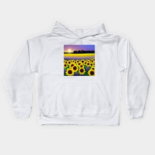 Sunflowers and Lavenders in Sunset Kids Hoodie